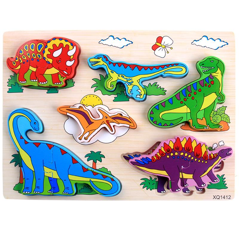 Childrens Cartoon Three-Dimensional Puzzle Dinosaur Animal Traffic Shape Pairing Puzzle Toy Gift