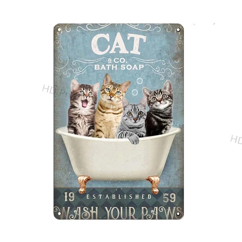 Black Cat Vintage Metal Sign Metal Retro Tin Plaque Poster For Bedroom Living Room Pet Shop Wall Decor Pin Up Funny Cat Plate