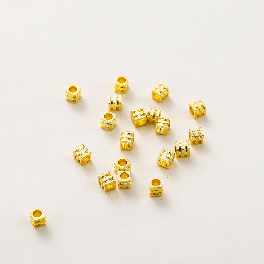 DIY Bracelet Accessories: Copper-Plated 18K Gold Square Pagoda Spacer Beads & 14K Gold-Filled Color-Preserving 4mm Spacer Beads