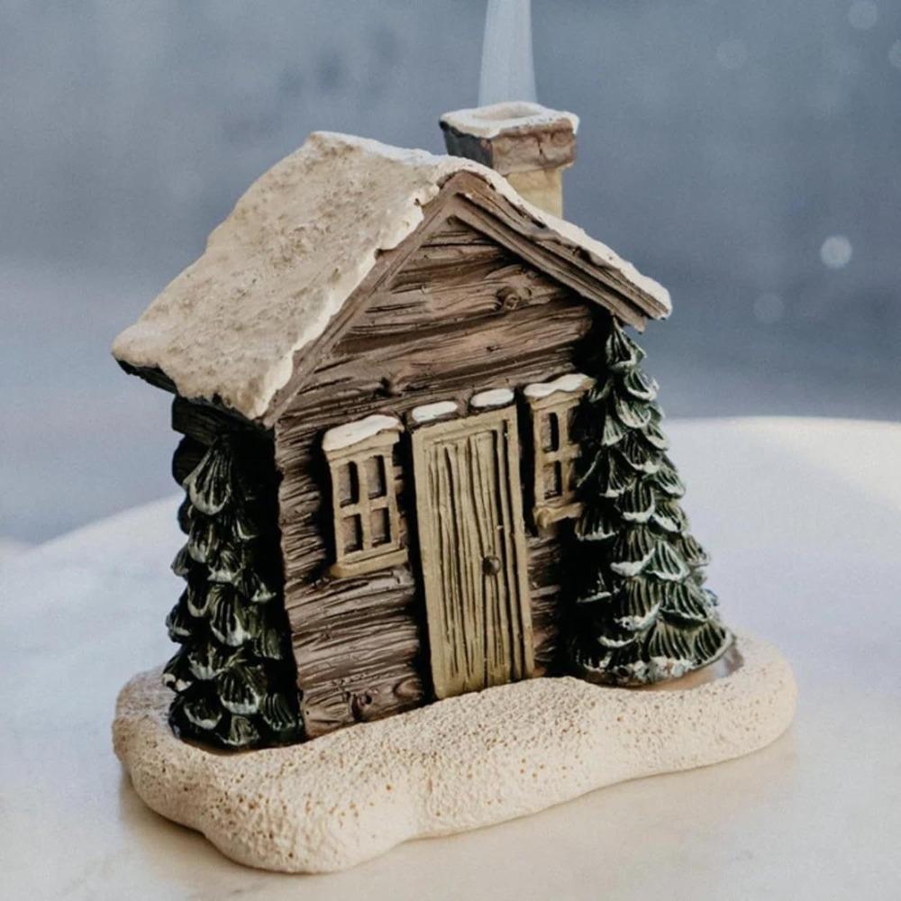 Resin Chimney Hut Decoration Cartoon Christmas Chimney Hut Incense Cone Burner New Year Gifts