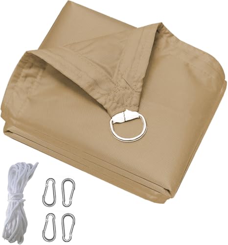 YEZOND Waterproof Sunshade, 2M*4M, Beige, Sun Shade, Rain Protection, Blackout Netting for Outdoor Gardens, Balconies, Privacy Screen, D-Shaped Metal