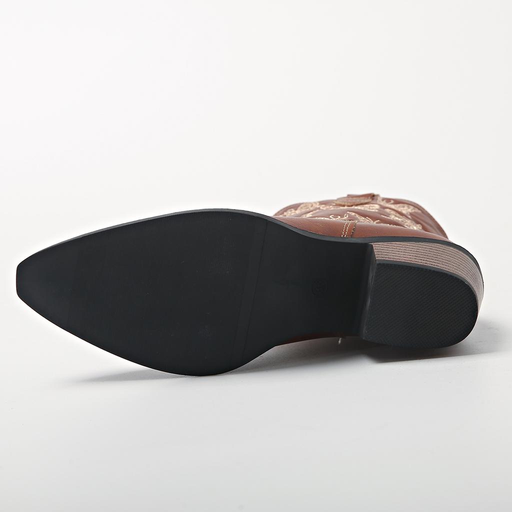 Fashion Women Boots New Winter Boots Western Cowboy Boot Pointed Embroidered Knight Boot Retro High Heels Allmatch Ankle Botas