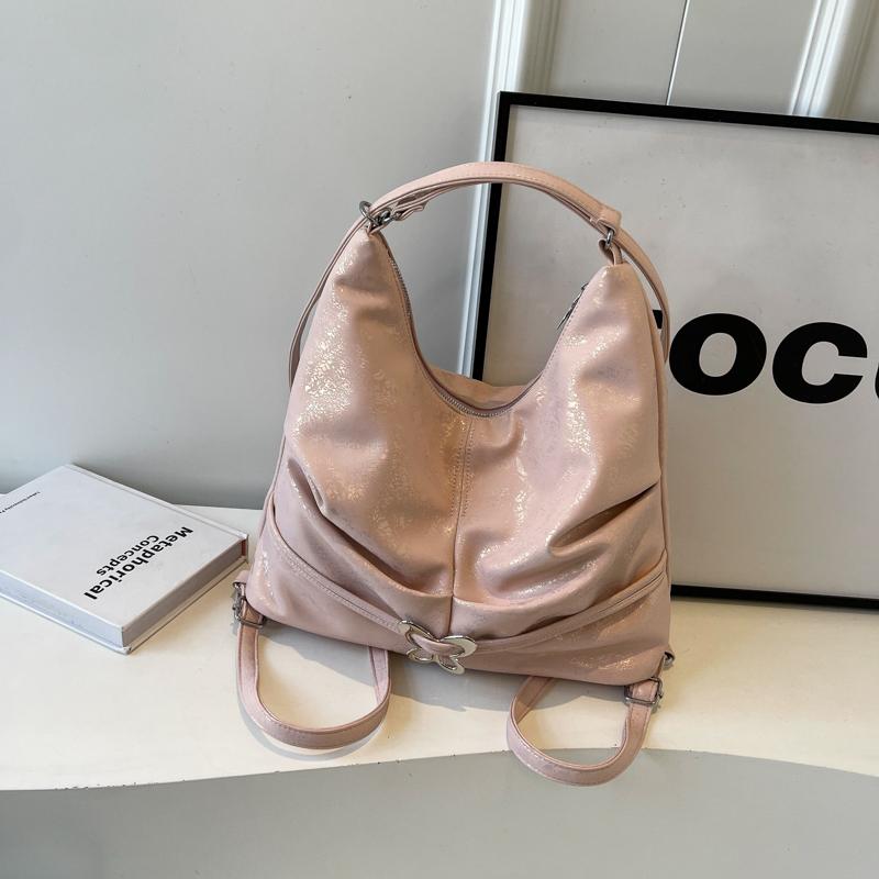 Women's shoulder bag Backpack PU material Fashion high-quality fabric soft delicate metal bow decorated book bag student white