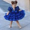 Kids' Sequin Puff Sleeve Princess Dress with Mesh Skirt for Birthday Parties