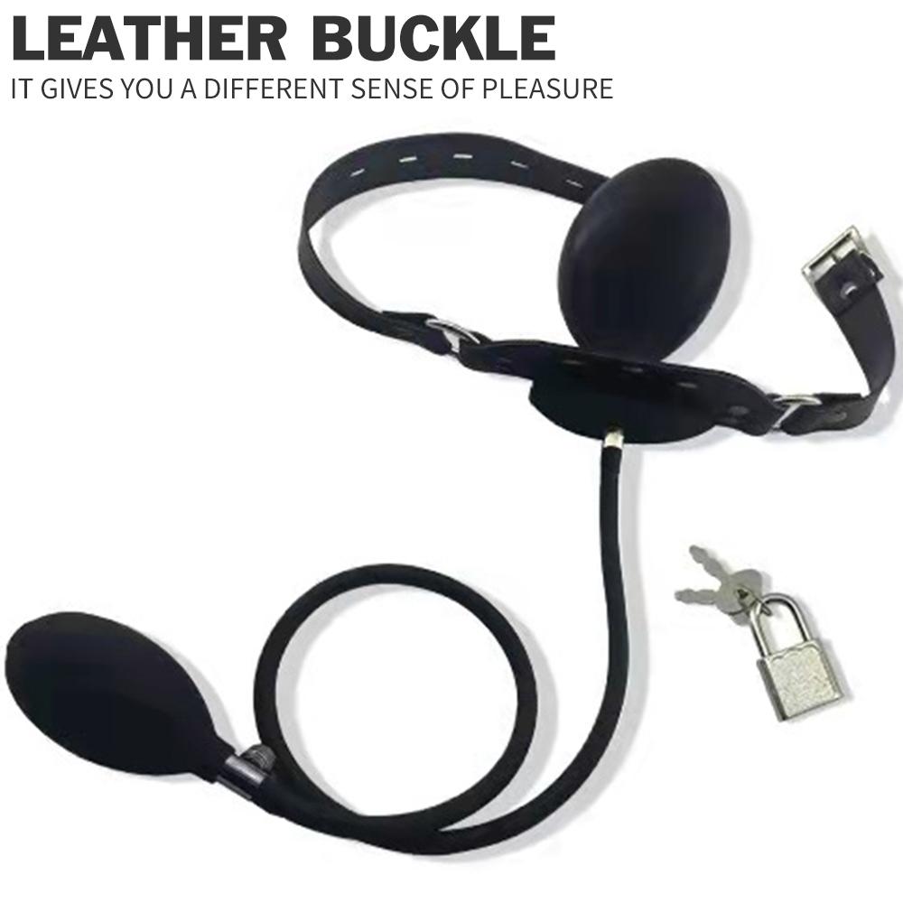 Nadmuchiwany knebel do ust, silikonowa piłka, fiksacja oralna, pasek ze skóry PU, ograniczenia niewoli, knebel penisa, gra niewolników BDSM, zabawki erotyczne dla kobiet