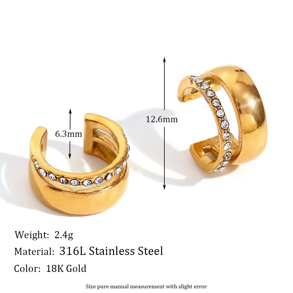 

MamacitaSlay 316L Stainless Steel Zircon C Shaped Hollow Ear Clip Party Waterproof Jewelry Women s Minimalist Statement Earrings золотой