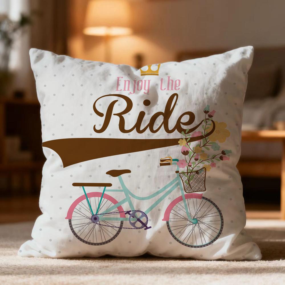 Popular Country Flower Bicycle Cushion Cover Soft Washable Pillow Case Multi-Scene For Couch Bed Travel Office Use