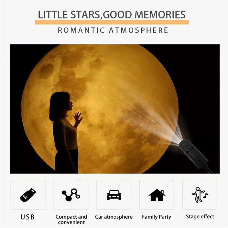 Usb Moon Earth Projection Atmosphere Light With 6 Films Starry Sky Lamp Night Light Bedroom Decoration Star Galaxy Projector