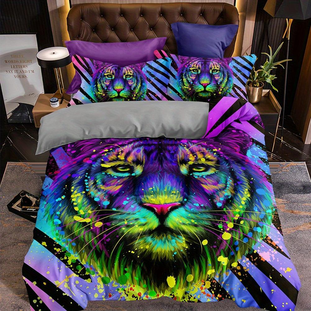 Fashion Duvet Cover Set Lion Tiger Eagle Beast Print Bedding Set With Zipper Closure Soft Comfortable Duvet Cover For Bedroom