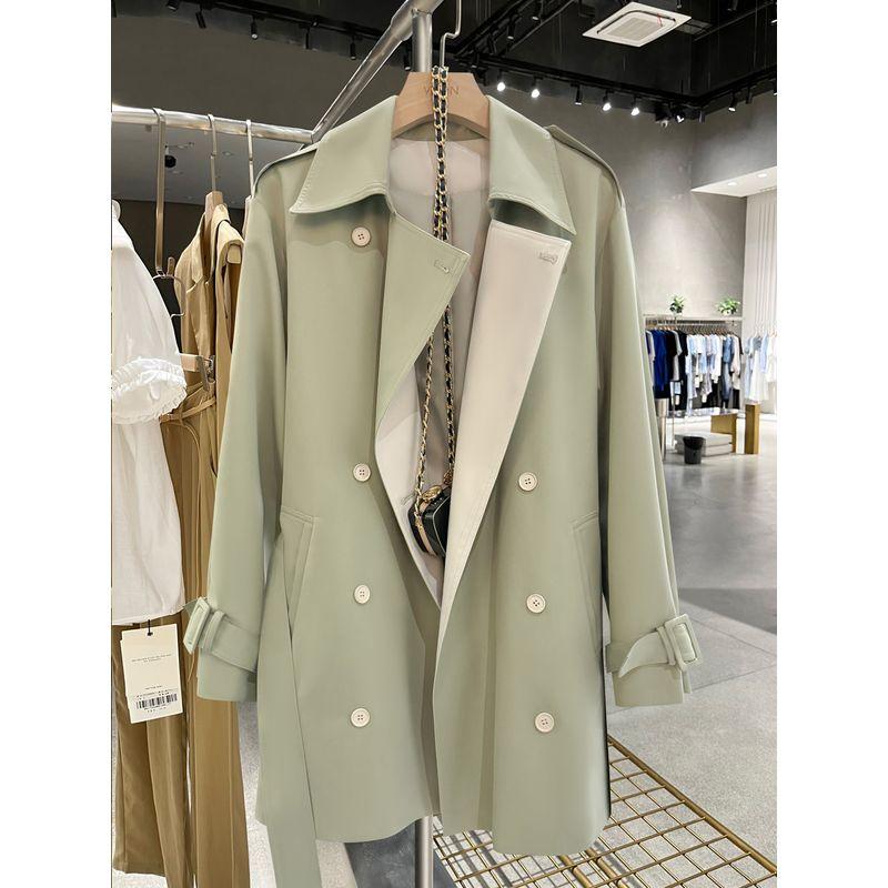 

Тренч средней длины, длинный, повседневный, весенне-осенний, очень красивый, верхняя одежда Green S