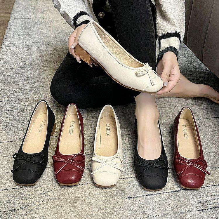 Mary Jane Shoes Women's Flats 2025 Autumn New Gentle Bow Doudou Shoes Soft Leather Soft Sole Shallow Mouth Single Shoes
