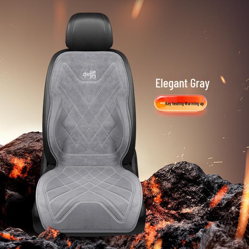 Universal Plush Car Seat Heater Pad with Fast Heating & Safe Temp Control for 12V/24V