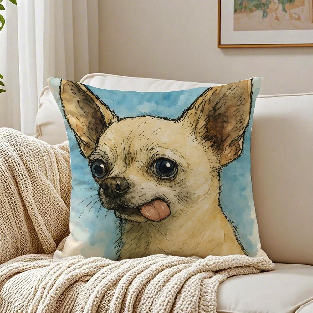

CChihuahua Cushion Cover Pillowcase Antidustmite living Room Sofa Decor Cushion Room 30X30cm