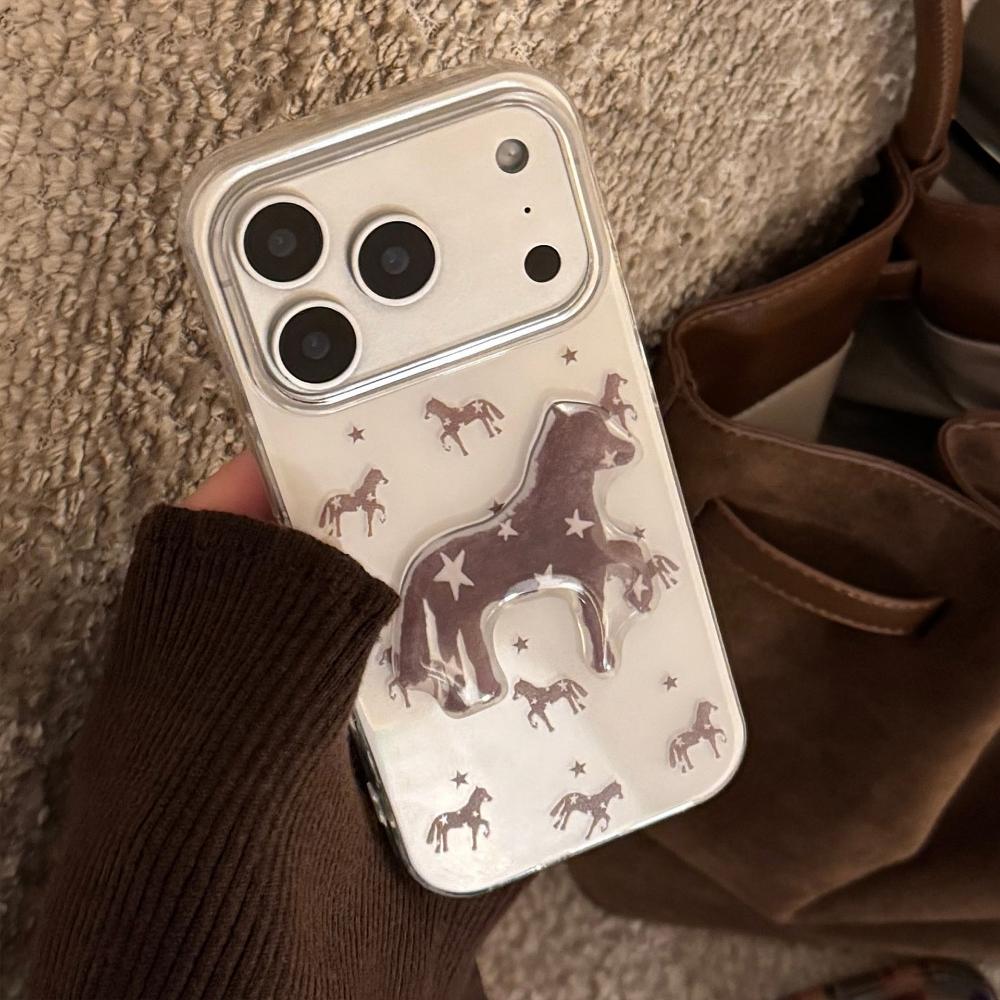 Star Pony Is Suitable for Apple 17promax Mobile Phone Case Iphone16 Hard 12 Premium Brown 14 National Style 11 Stereo