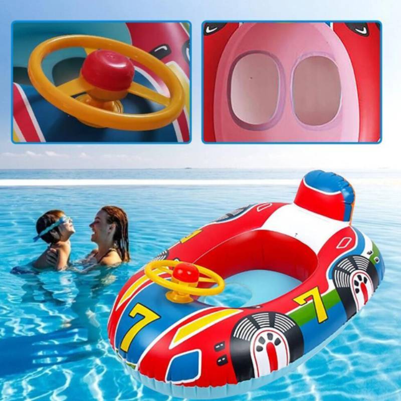 Aufblasbarer Schwimmring für Kinder mit Cartoon-Design, dickem PVC und großem Lenkrad für Wasserspiele