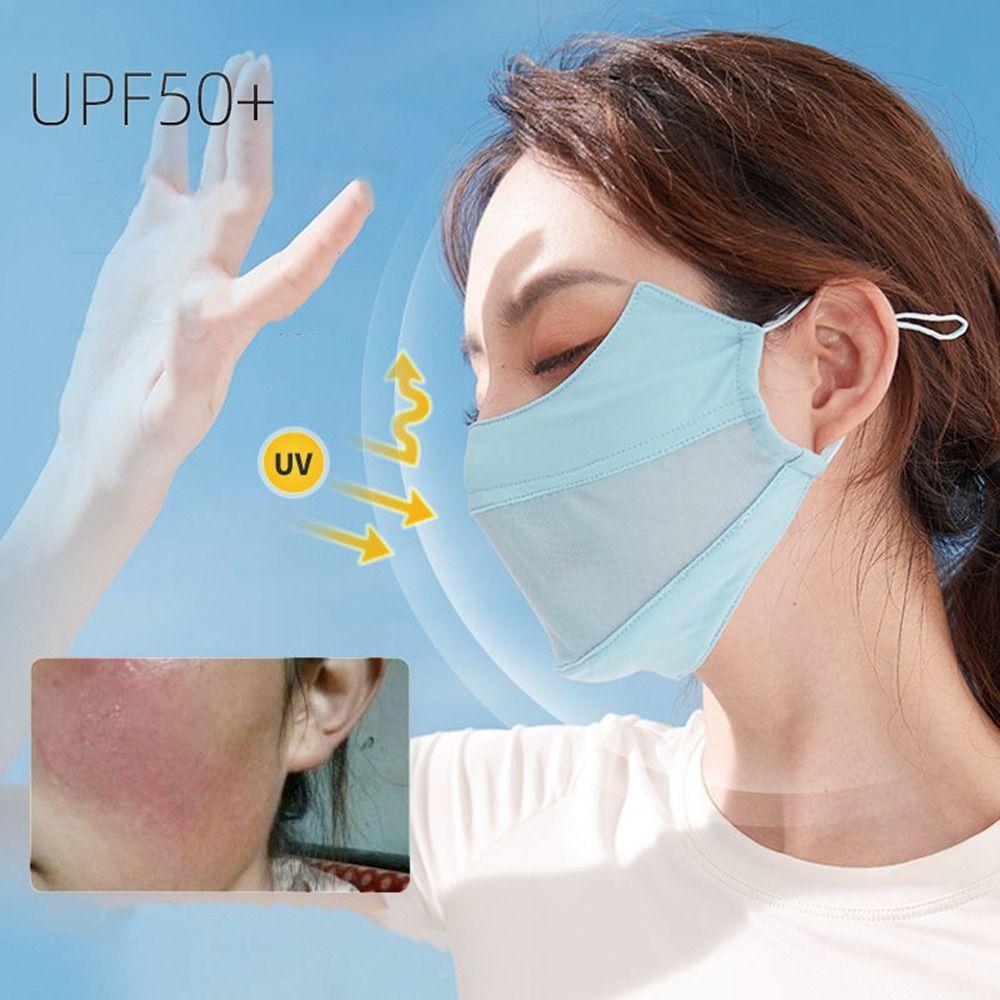 Protection Solid Color Fishing Sunscreen Veil Anti-uv Face Cover Face Scarves Ice Silk Face Scarf
