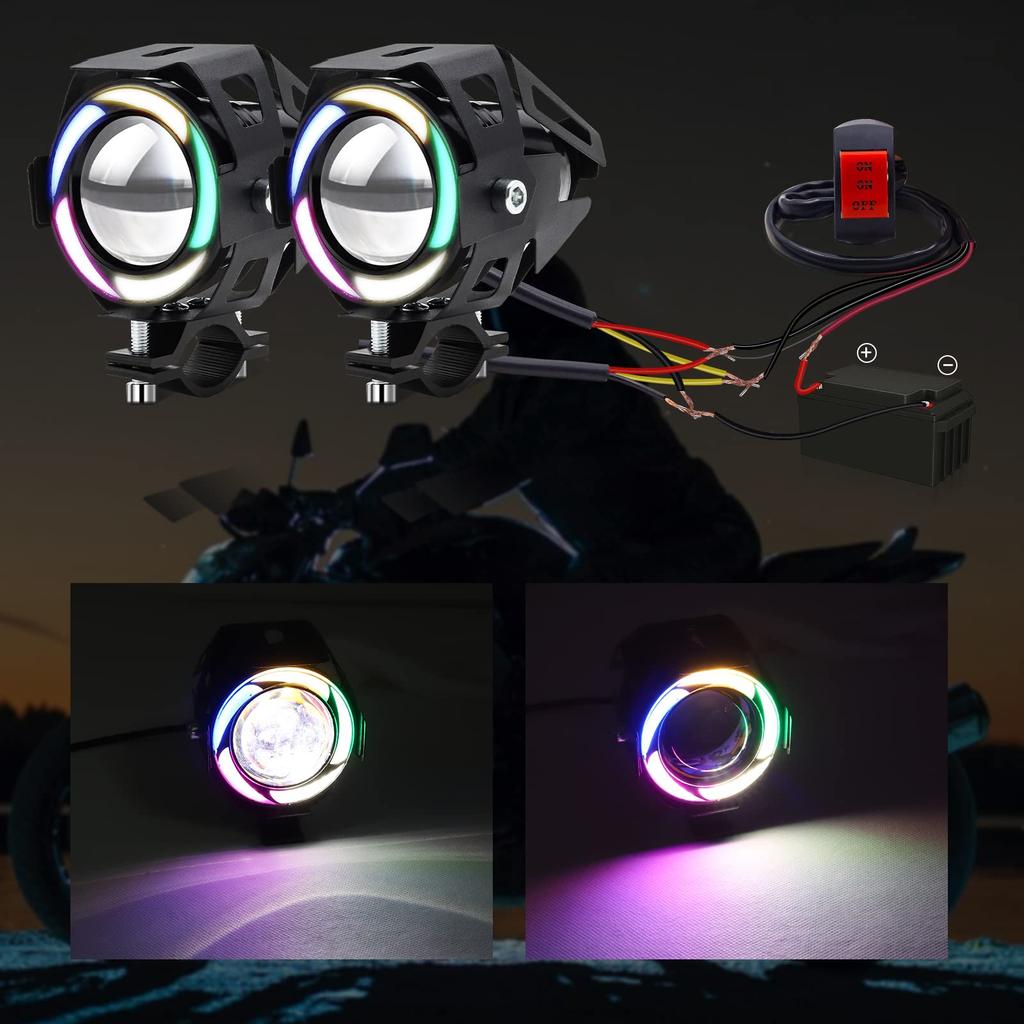 Ygmylandbb Motorcycle LED Fog Light, Squid Ring, Headlight, Work Light, Auxiliary Light, Spotlight, Waterproof