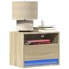 VidaXL Wall-mounted Bedside Table with LED Lights Sonoma Oak, Floating Bedside Table, Phone Holder, Table of 852065