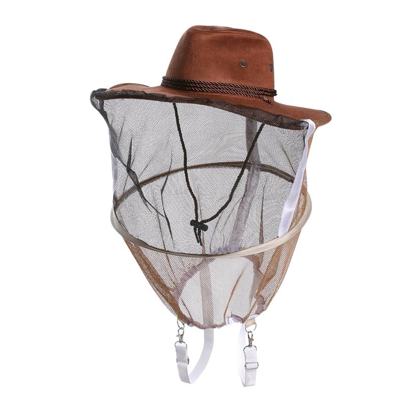 Chapéu de apicultor de aba larga, chapéu anti-mordida, rede de proteção facial, máscara anti-mosquito para áreas externas