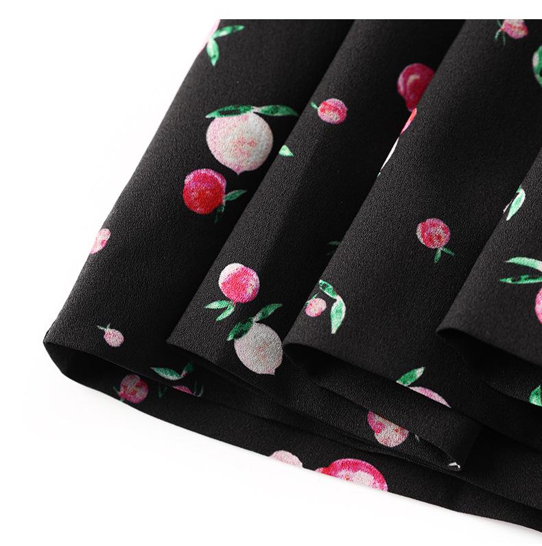 Elegant French Chiffon Print Waist-Slimming Dress for Women