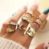 8pcs Set Exaggerated Retro Irregular Geometry Liquid Metal Adjustable Opening Rings for Women Fashion Finger Jewelry Sets Gifts