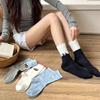 Female Fall Color Contrast Cartoon AB Precollege Style Boneless Tube Stack Socks