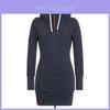 Dames Plain Rits Hoodie Sweatshirt Trui Jas Lange Jas Tops In Comfortabele Polyester Stof