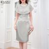 ZANZEA Women Summer Embroidery Lace Patchwork Casual Sheath Dress