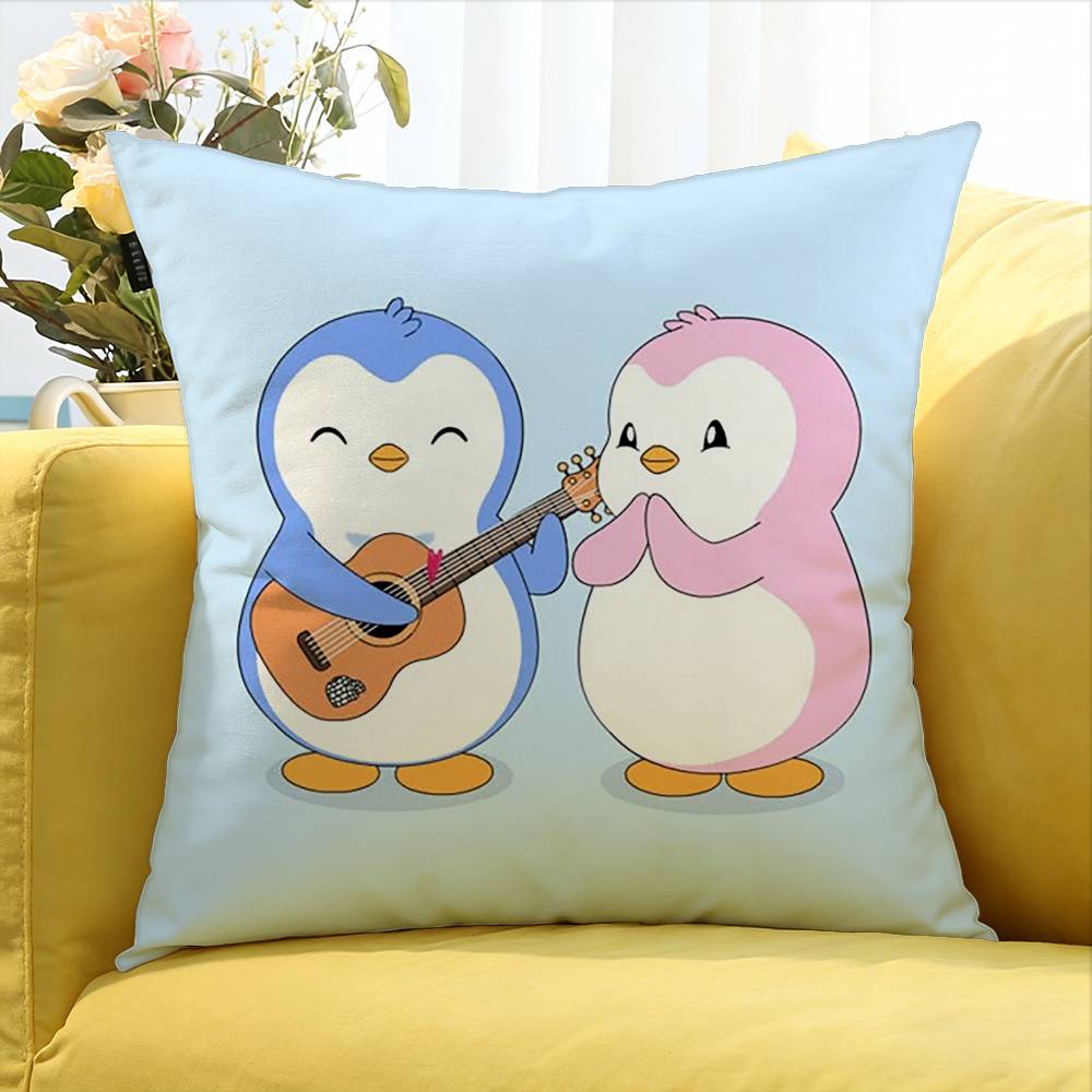 Cute Pudgy Penguin Various Sizes Square Pillow Case For Car Home Bedchamber Decor