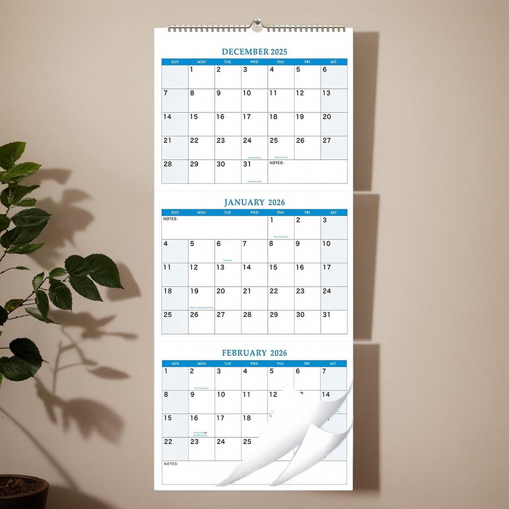 2026 Large Wall Calendar Large Vertical 3 Month Calendar Planners Organizers for Meeting Notebook Daily Schedule Pared Home