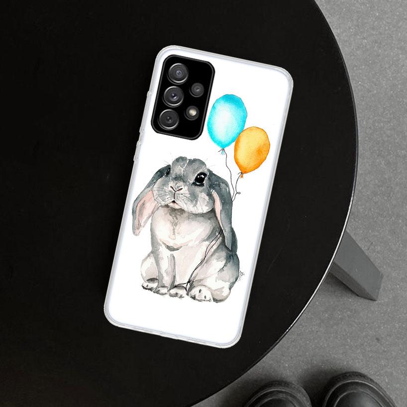 Cute Bunny Rabbit Phone Case Cover For Samsung Galaxy A12 A22 A32 A52 A72 A02S A51 A50S A31 A20S A10S Note 20 Ultra 10 Plus Gala