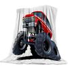 Red Cartoon Fire Truck Car Throw Blanket Fire Fighting Equipment Fire Extinguisher Flannel Blankets for Boys Girls Birthday Gift