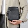 WEIXIER Men's Crossbody Bags Fashion, Casual Woven PU Leather Shoulder Bag for Business, Vertical Sling Bag for Men