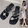 Damen-Sandalen mit dickem Absatz, Sommermode 2025, modischer Feenstil, weiche Sohle, vielseitige französische Sandalen, Flip-Flops