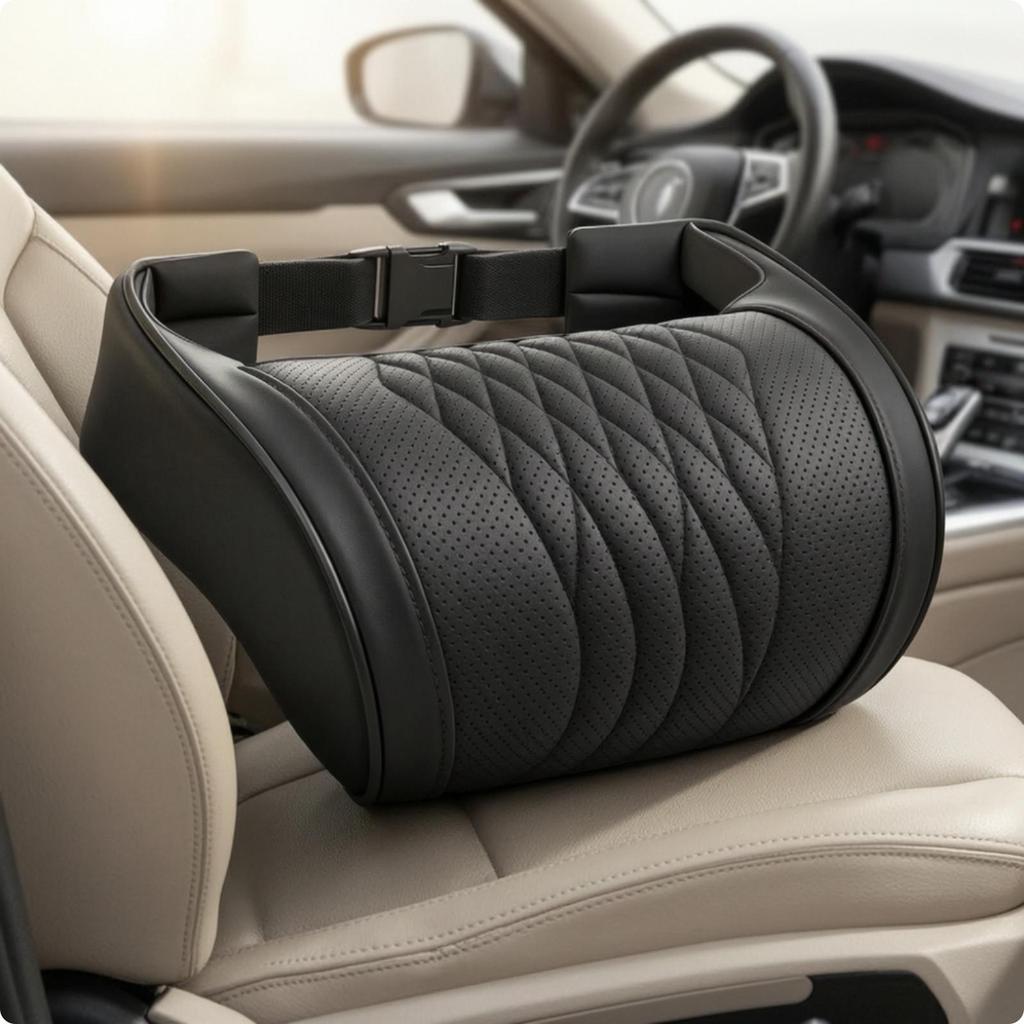 Car Neck Pillow with Adjustable Strap Breathable Seat Headrest