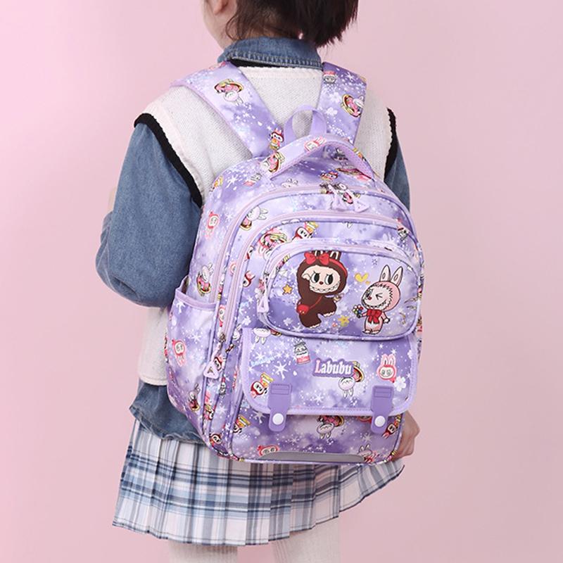 SCIONE New Cute Children's Backpack Cartoon Printed LABUBU Children's Lightweight Waterproof and Wear-resistant Backpack