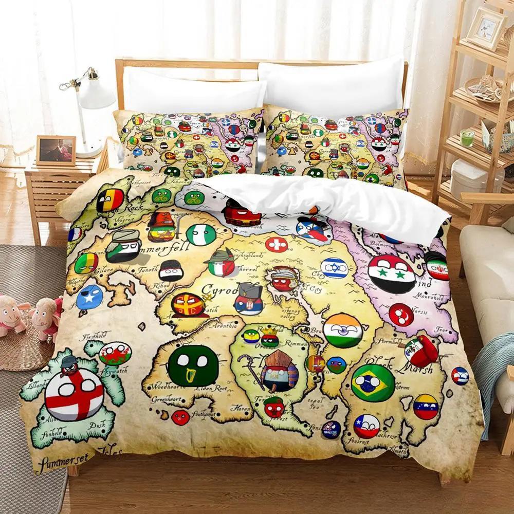 Nowy Zestaw Pościeli Countryball Polandballs Pojedynczy Bliźniak Pełny Queen King Size Zestaw na Łóżko Aldult Dziecko Sypialnia Zestawy Poszewek na Kołdrę 3D Anime