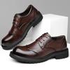 Modne brytyjskie skórzane buty biznesowe dla mężczyzn, modne casualowe buty derby dla mężczyzn, designerskie buty na platformie zwiększające wzrost, męskie