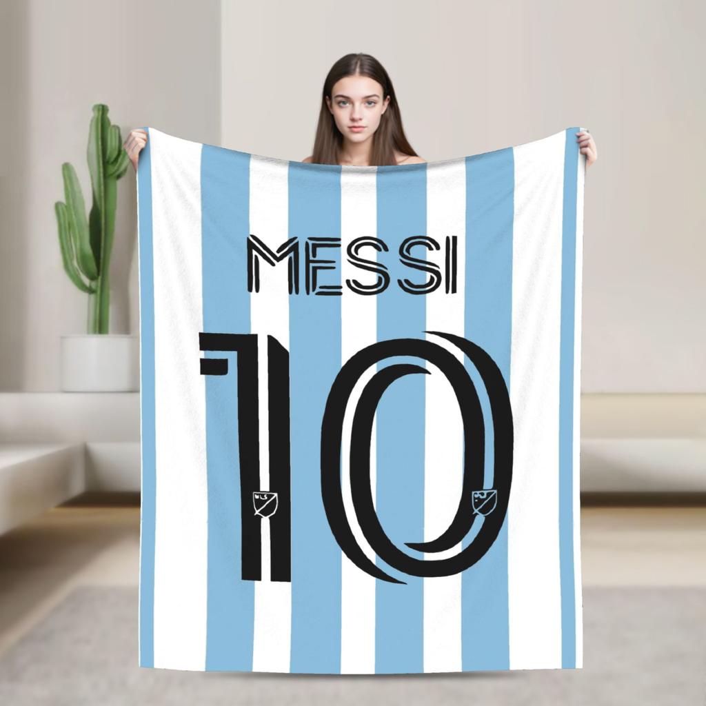 Argentina Number 10 Football Soccer Flannel Blanket Messied Awesome Throw Blanket for Home Hotel Sofa 150*125cm Bedspread