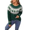 Winter New Christmas Sweater for Women, O-Neck Tree Pattern, Green Knitwear