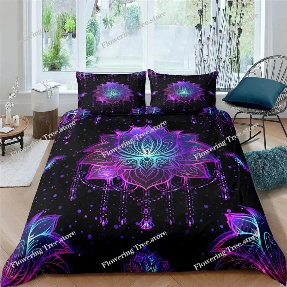 Bohemian Lotus Bedding Set Mandala Duvet Cover Bedroom Comforter Covers Single Twin King Size Quilt Cover Home Textile