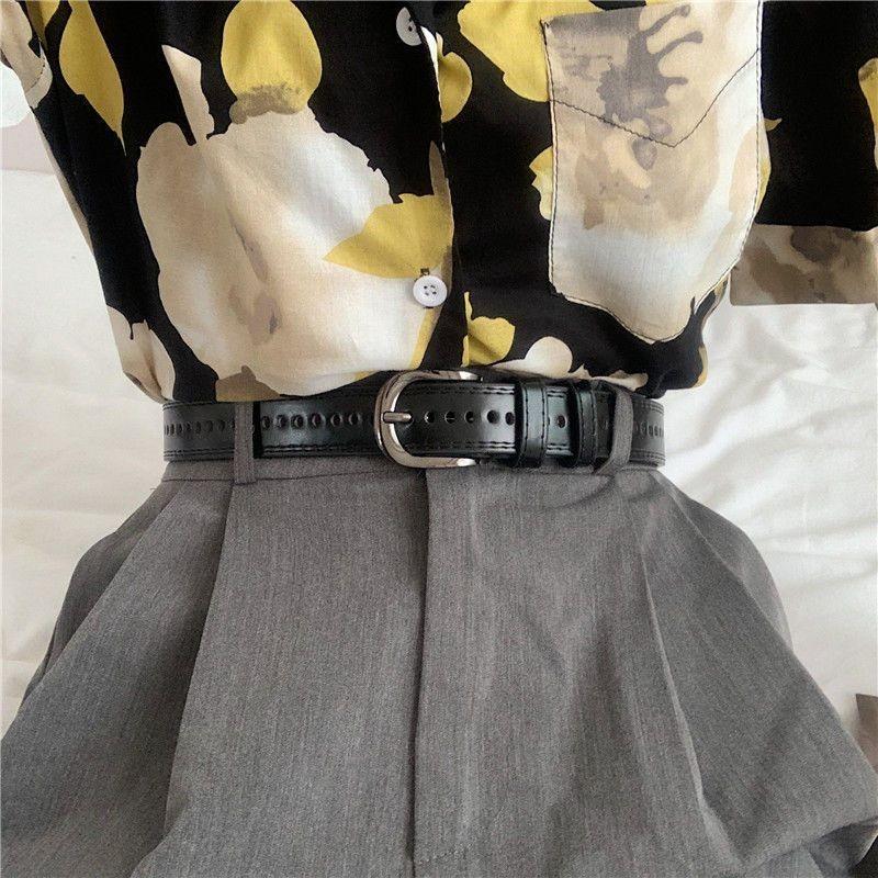 Retro Floral Womens Belt Fashionable Pin Buckle Durable Pu Material For Casual Style