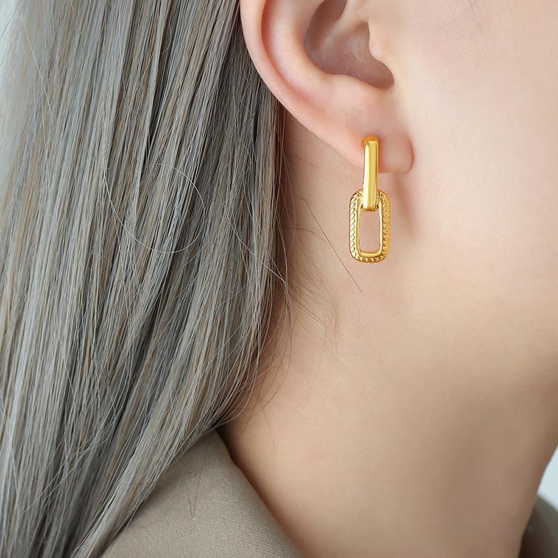 Light Luxury Geometric Gold-Plated U-Shaped Earrings