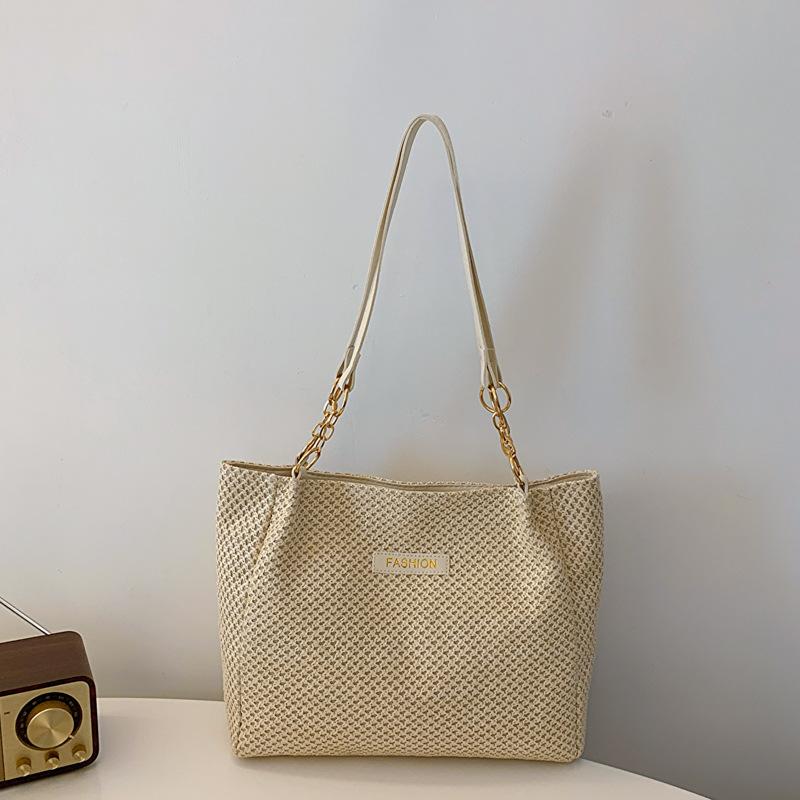Gewebte modische Handtasche mit großem Fassungsvermögen 2025 Frühling neu einfache Freizeittasche Schulter Unterarm Tragetasche