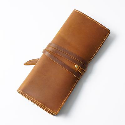 Premium Full-Grain Cow Leather Pencil Bag Durable Foldable Brush Roll Organizer for Pen Fountain Pen Pouch Holder