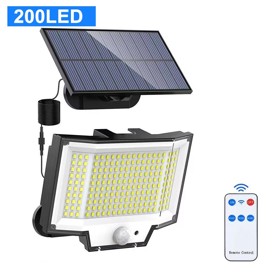 

Модернизированные 106-светодиодные уличные солнечные светильники, датчик движения 212 светодиодов, 3 головки, прожекторы на солнечных батареях, водонепроницаемые охранные светильники для двора 1PC