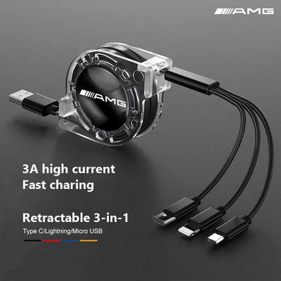 3 In 1 Micro USB Type C Charging Cable Multi Charger Wire For Mercedes Benz AMG GLE GLC GLB GLS CLA CLE CLS GLA W206 W205 W204