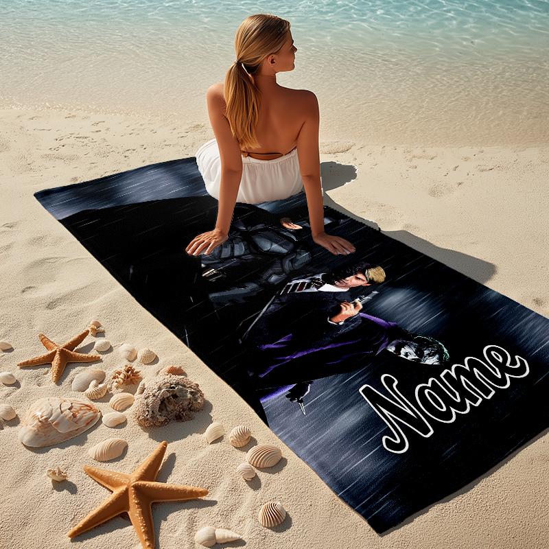 Custom Name Batman Storm Stylish Digital Printing Beach Towel Quick‑Drying Absorbent Blanket for Beach Pool Gym Travel