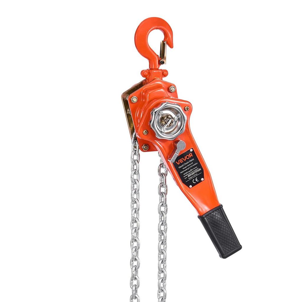 Manual Lever Chain Hoist, 3/4T 750KG Capacity Heavy Duty Come Along, 6M Lift G80 Alloy Steel Chain With Dual Pawl Mechanical Brake, 360° Rotating