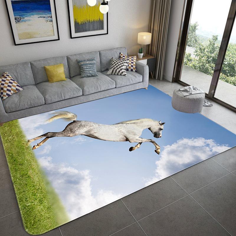 Wild Horse Carpet, European Pastoral Entrance Carpet, Coffee Table, Bedroom, Full Mat In Front Of Bed